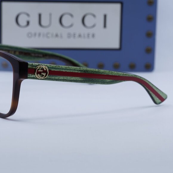 Final Price! Gucci GG0038ON 002 Havana/Green Eyeglasses 54mm - Picture 10 of 12